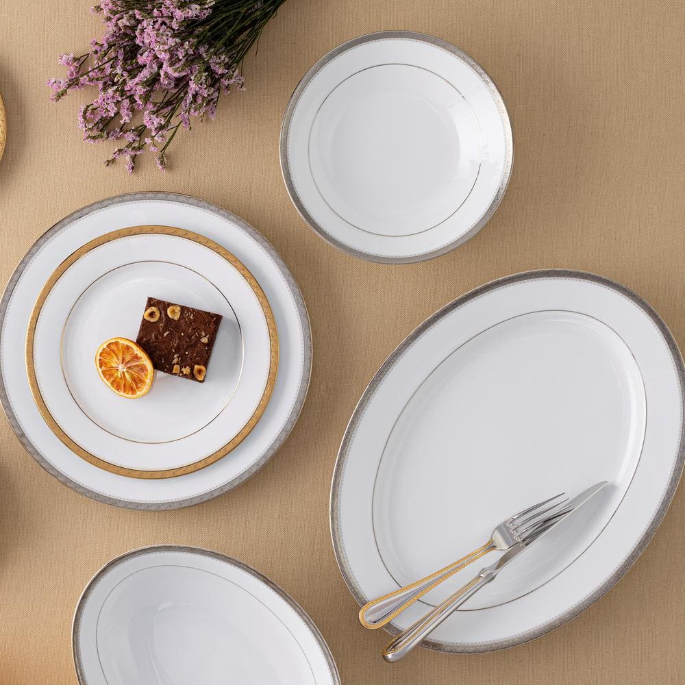 Charlotta Gold 12-Piece (Gold) Porcelain Dinnerware Set, Service for 4 - Hercitys