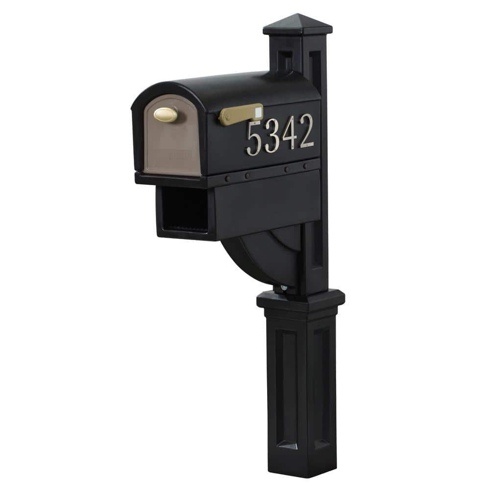 MailMaster Hudson Resin Overpost Mailbox and Post Combo Black Onyx - Hercitys