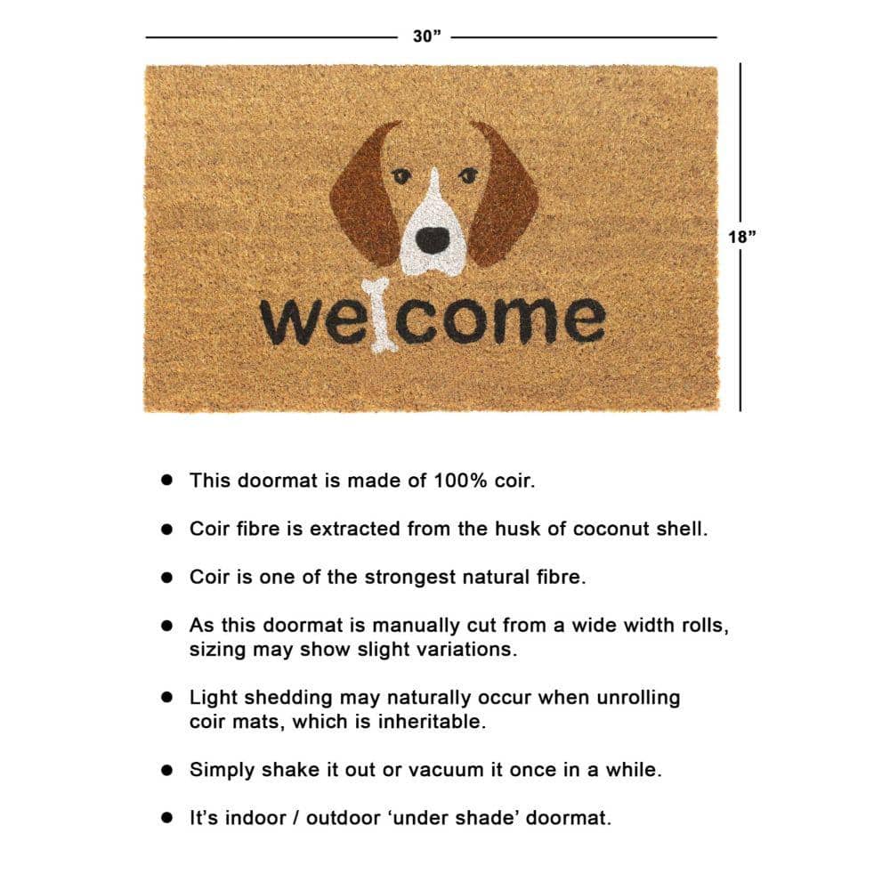 Black Welcome Dog and Bone 18 in. x 30 in. Doormat - Hercitys