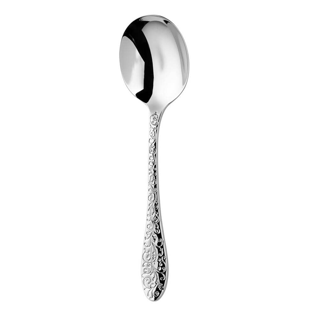 Ivy Flourish 18/10 Stainless Steel Oval Bowl Soup/Dessert Spoons (Set of 12) - Hercitys