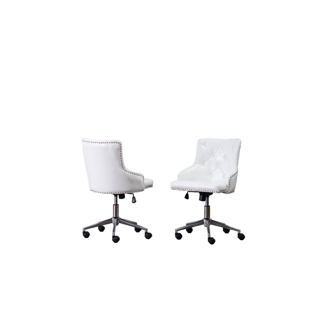 Olivia White Faux Leather Adjustable Office Chair - Hercitys
