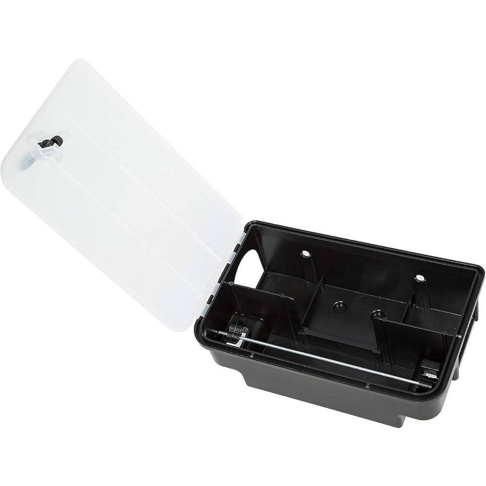 Indoor/Outdoor Mouse and Rat Trap Box with Transparent Lid in Black (4 Pack) - Hercitys