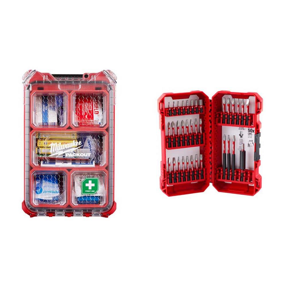 Class A Type 3 Compact Packout First Aid Kit (79-Piece) with SHOCKWAVE Alloy Steel Screw Driver Bit Set (35-Piece) - Hercitys