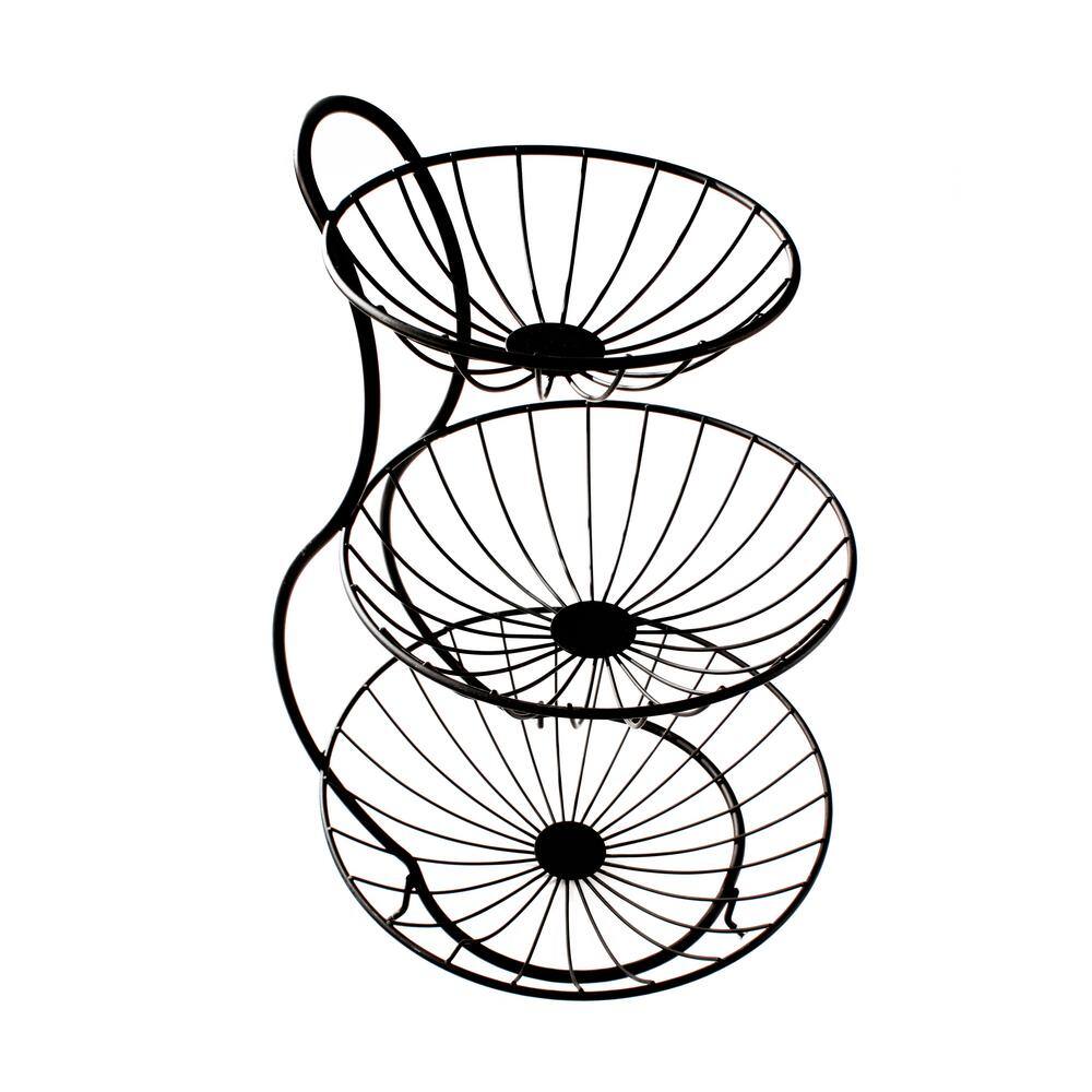 Yumi 19 in. x 12.75 in. x 13 in. Steel Arched 3-Tier Server in Black - Hercitys