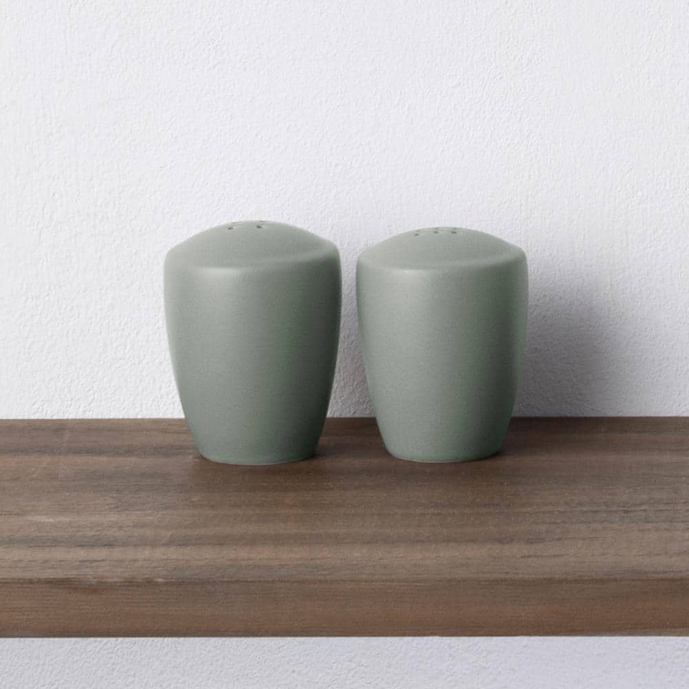 Colorwave Green 3-3/8 in. (Green) Stoneware Salt and Pepper Set - Hercitys