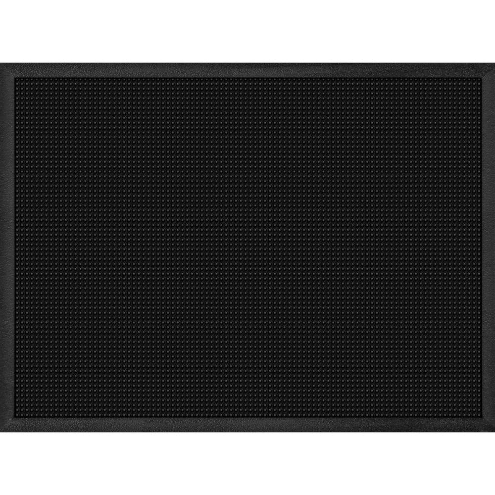 Black 23.75 in. x 31.5 in. Rubber Non-Slip Indoor Outdoor Door Mat - Hercitys
