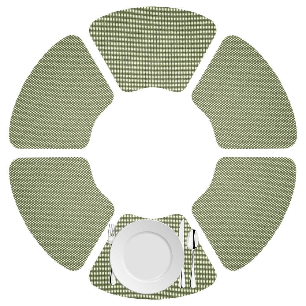 Fishnet 19 in. x 13 in. Kale Green PVC Covered Jute Wedge Placemat (Set of 6) - Hercitys