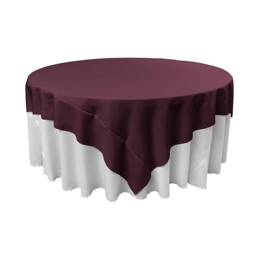 72 in. x 72 in. Eggplant Solid Polyester Poplin Square Tablecloth - Hercitys