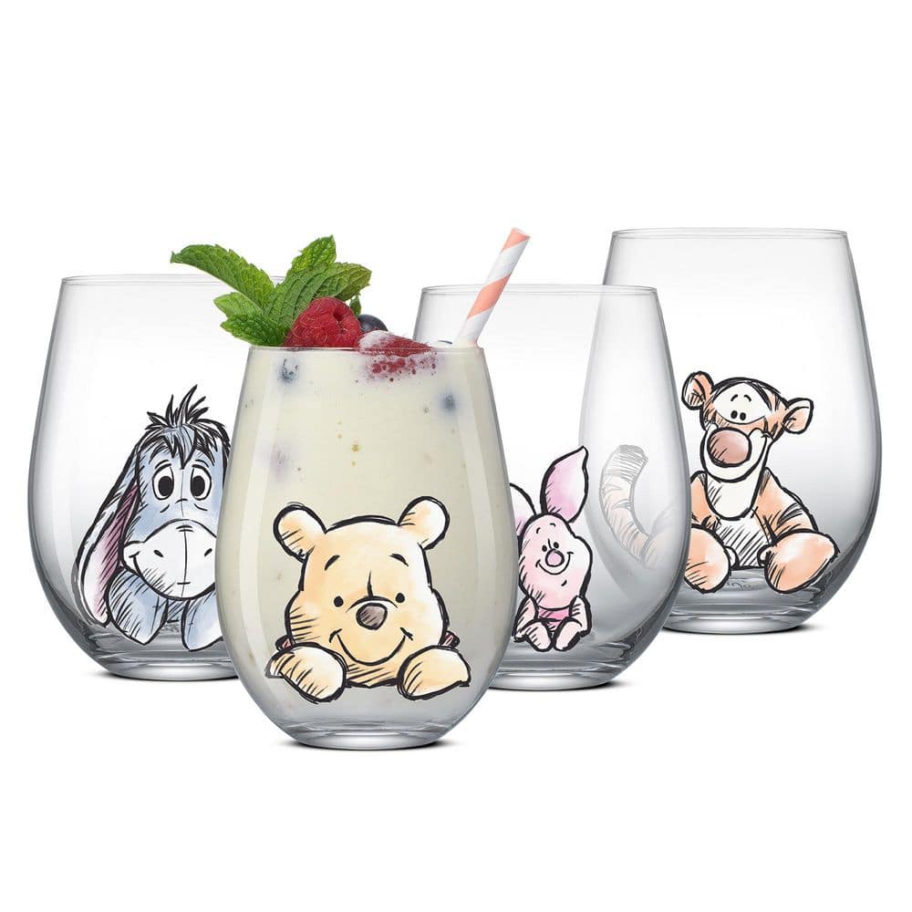 Disney Winnie the Pooh Exploring a Classic Stemless Drinking Glasses, 19 oz. (Set of 4) - Hercitys