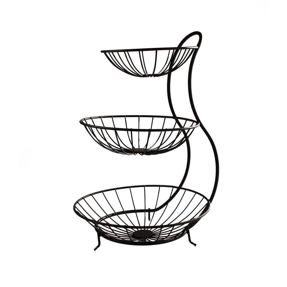 Yumi 19 in. x 12.75 in. x 13 in. Steel Arched 3-Tier Server in Black - Hercitys