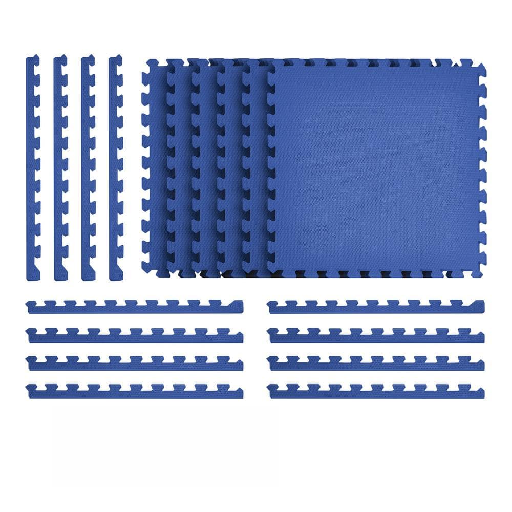 Blue 24 in. x 24 in. x 0.47 in. Foam Interlocking Floor Mat (6-Pack) - Hercitys