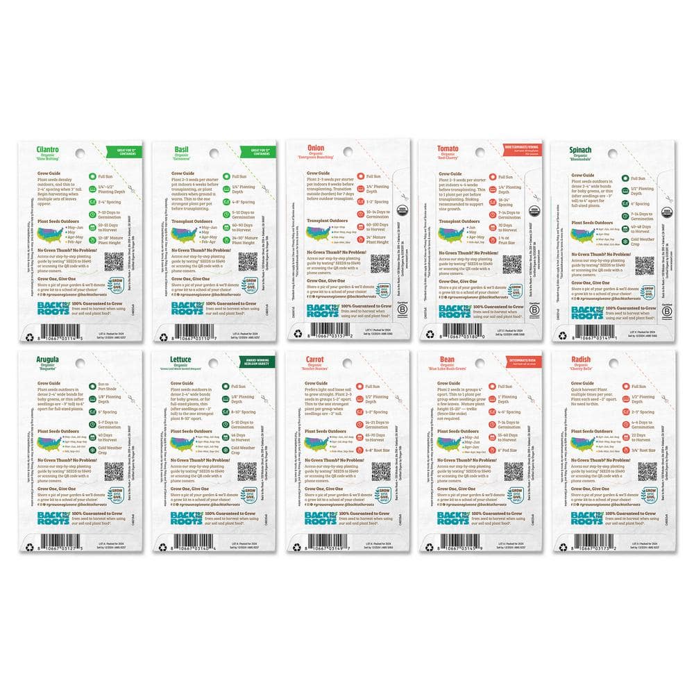 Organic Beginner’s Vegetable Garden Seeds Variety (10-Pack) - Hercitys