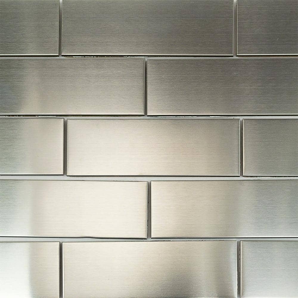 Stainless Steel 2 in. x 6 in. Stainless Steel Subway Wall Tile (120-piece, 10 sq. ft./case) - Hercitys