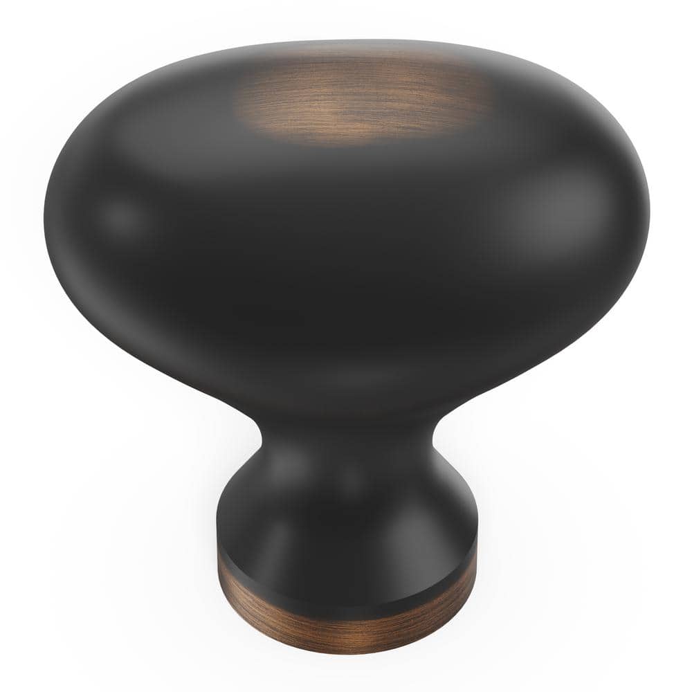 Williamsburg  1-1/4 in. x 13/16 in. Oil-Rubbed Bronze Highlighted Finish Oval Modern Zinc Cabinet Knob (10-Pack) - Hercitys