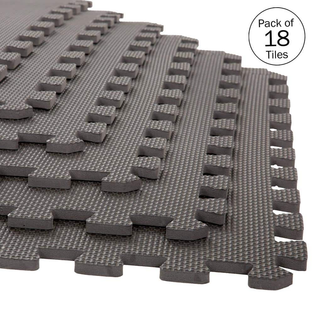 Interlocking Gray 25 in. W x 25 in. L x 0.5 in Thick Exercise/Gym Flooring Foam Tiles – 18 Tiles\Case (72 sq. ft.) - Hercitys