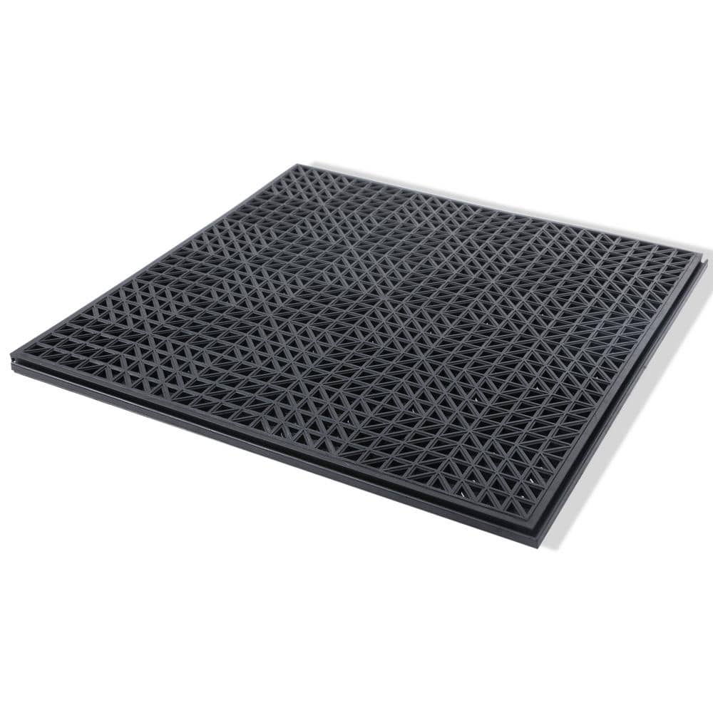 Techno LOK 2.5 ft. W x 2.5 ft. L . Black Commercial Grade PVC Self Drainage Garage Flooring (18-Pack) - Hercitys