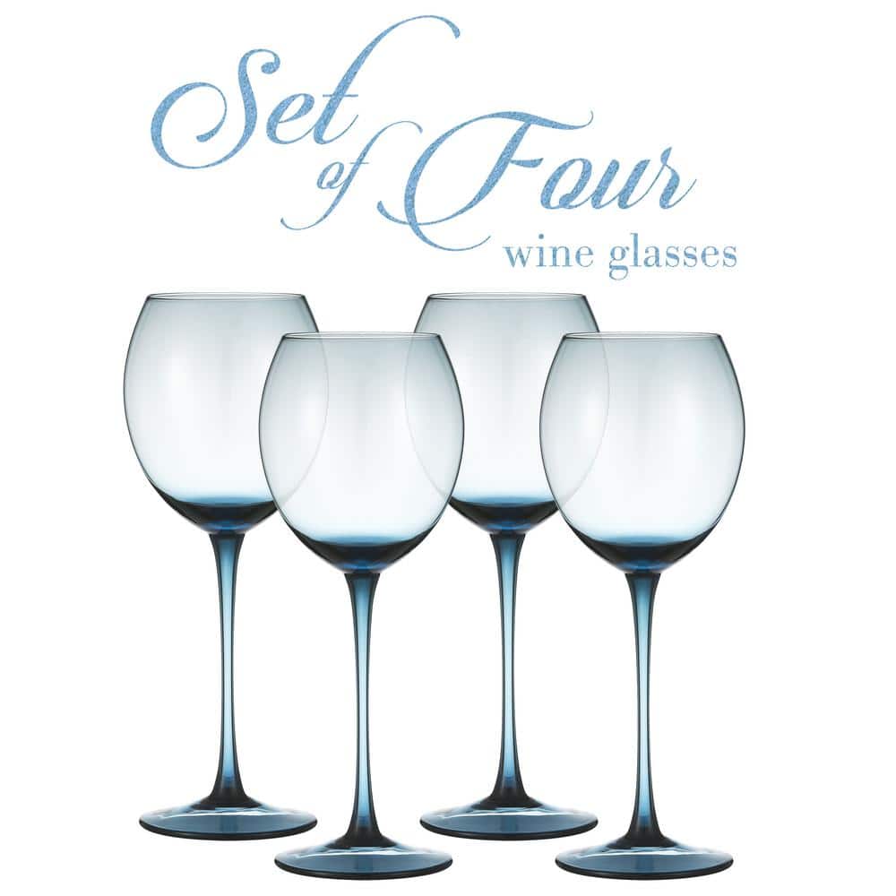 Luxurious and Elegant Sparkling 13.3 oz. Blue Colored Glassware (Set of 4) - Hercitys
