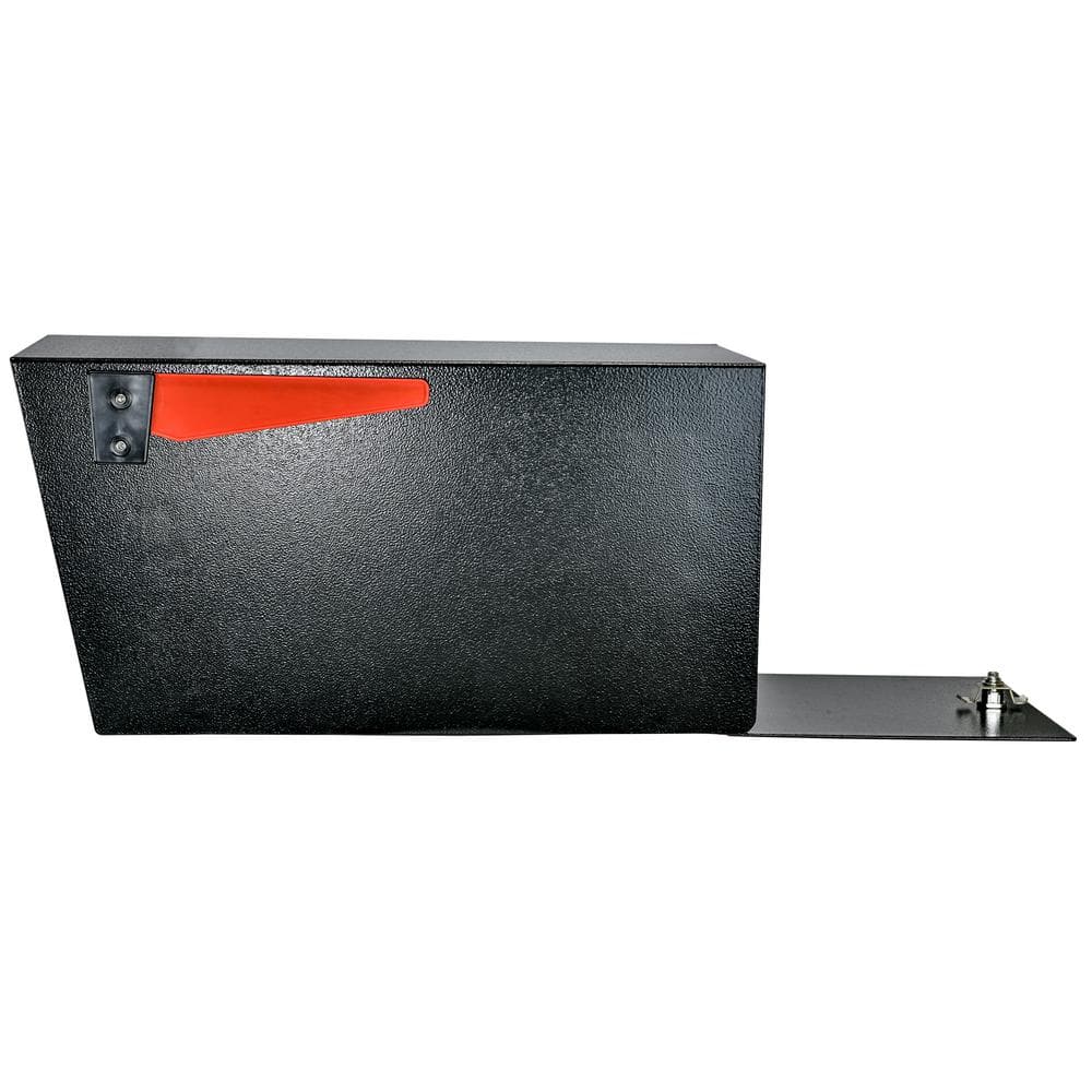 Mail Manager Street Safe Black Post-Mount Mailbox with High Security Reinforced Rear Locking System - Hercitys