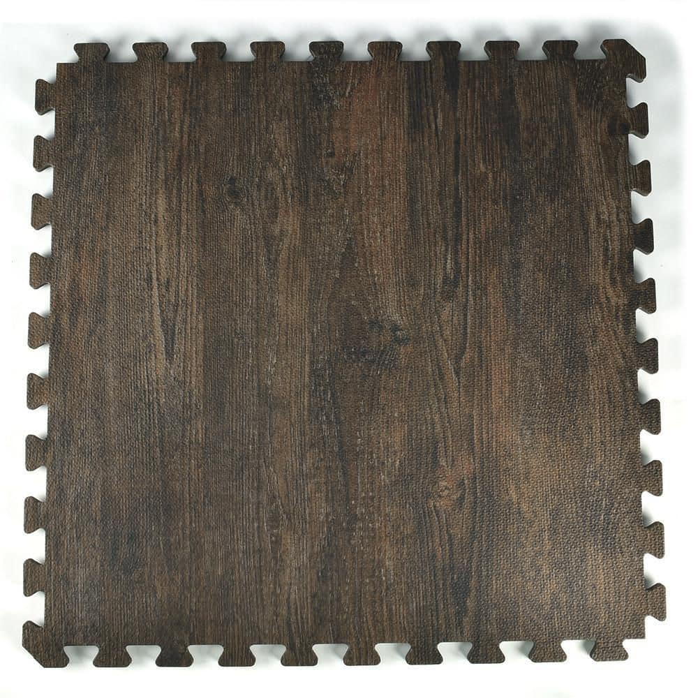 Foam Tiles Walnut Dark Wood Grain 24 in. W x 24 in. L Foam Home Interlocking Floor Tile (58.12 sq. ft.) (Case of 15) - Hercitys