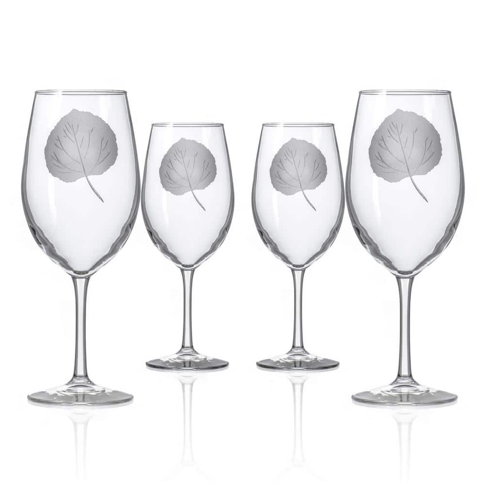 Aspen Leaf 18 oz. All Purpose Wine Glasses – Set of 4 - Hercitys
