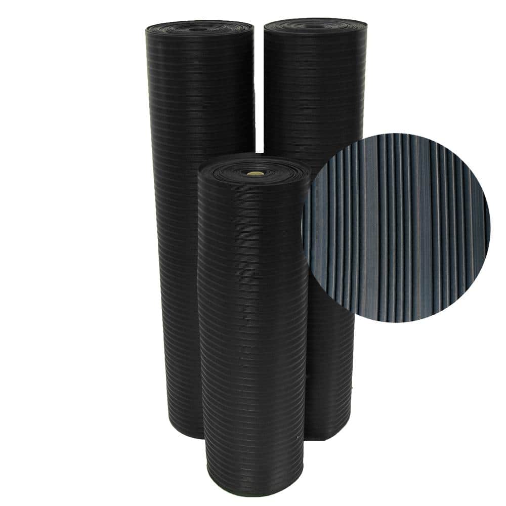 Corrugated Composite Rib 4 ft. x 30 ft. Black Rubber Flooring (120 sq. ft.) - Hercitys