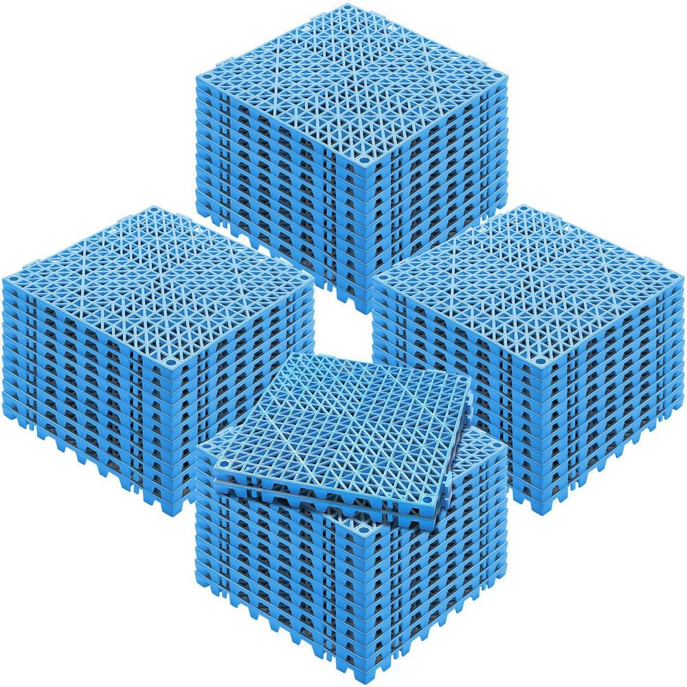 Interlocking Tile 50PCS, Drainage Tiles, Blue, 12 in. W x 12 in. L x 0.6 in. T, Soft PVC, Gym Flooring Mat, (50 sq. ft.) - Hercitys