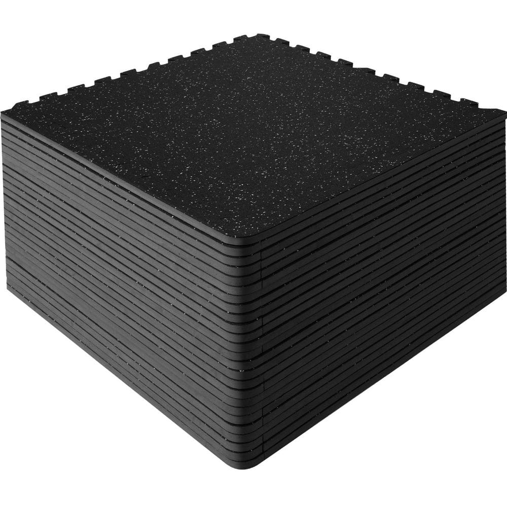 Interlocking Floor Mats, Gym Floor Mats, 24 in. x 24 in. x 0.5 in. T EVA Foam and Rubber Top 25 Pcs 100 sq.ft - Hercitys