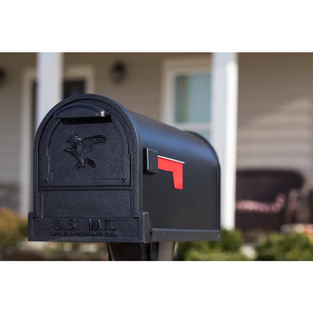 Arlington Textured Black, Large, Steel, Post Mount Mailbox - Hercitys