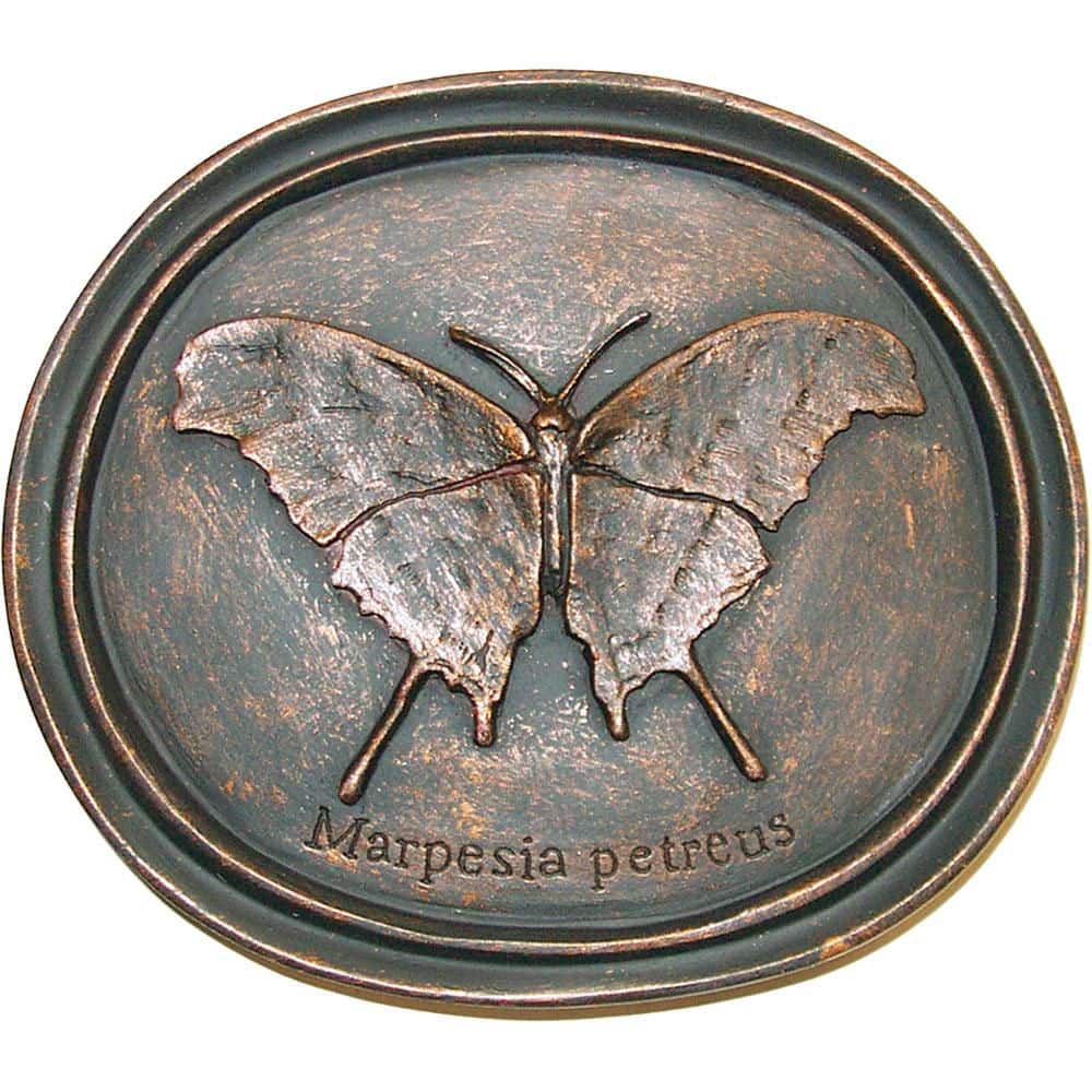 Antique Bronze Resin 8 in. W x 7 in. H Oval Butterfly Plaque Home Wall Decor Single Piece - Hercitys