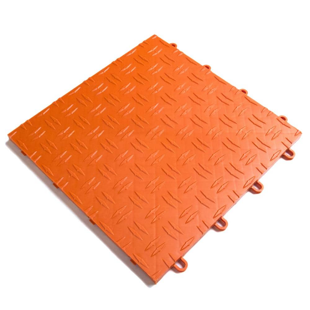 Diamond Orange 12 in. x 12 in. x 0.5 in. Modular Garage Flooring Tile 48 pack (Covers 48 sq. ft.) - Hercitys