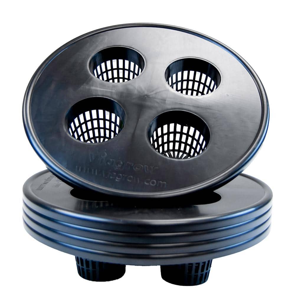 Black Net Pot Mesh Bucket Lid, 3 in. Net Pots, 4 Pots per 1 Lid (5-pack) - Hercitys