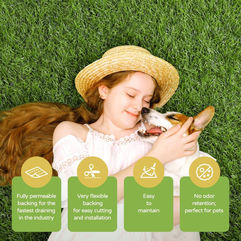 Cruze 12 ft. W x Cut to Length Vibrant Green 35 oz. 1.25 in. Pile with Superflow Green Backing Artificial Grass Turf - Hercitys