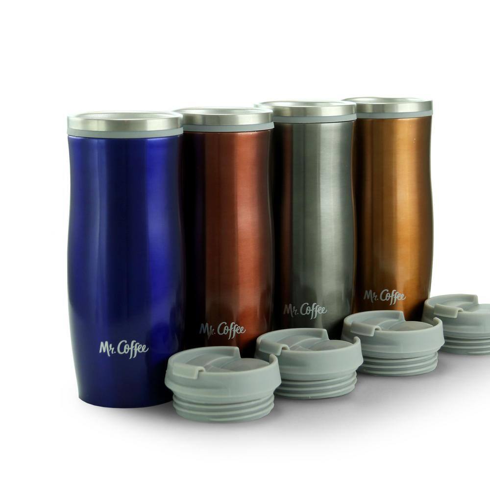 Kendrick 10 oz. Assorted Colors Stainless Steel Thermal Travel Tumbler (Set of 4) - Hercitys