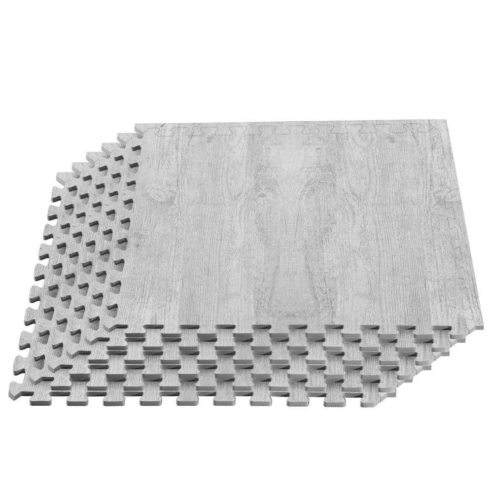 Countryside Flagstone Printed Wood Grain 24 in. x 24 in. x 3/8 in Interlocking Foam Flooring Mat (12 Tiles), (48 Sq Ft) - Hercitys