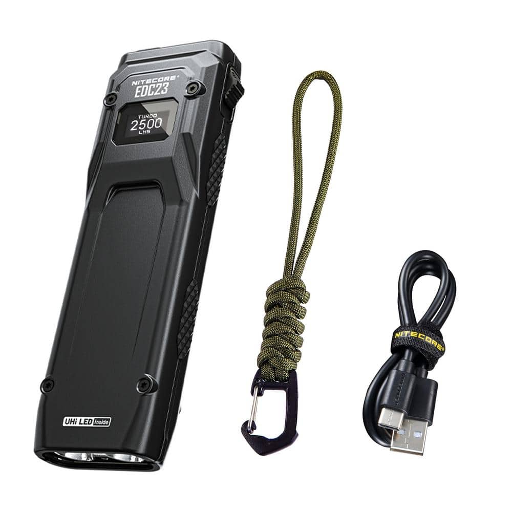 EDC23 2500 Lumens Flat Shape USB-C Rechargeable Tactical Flashlight - Hercitys