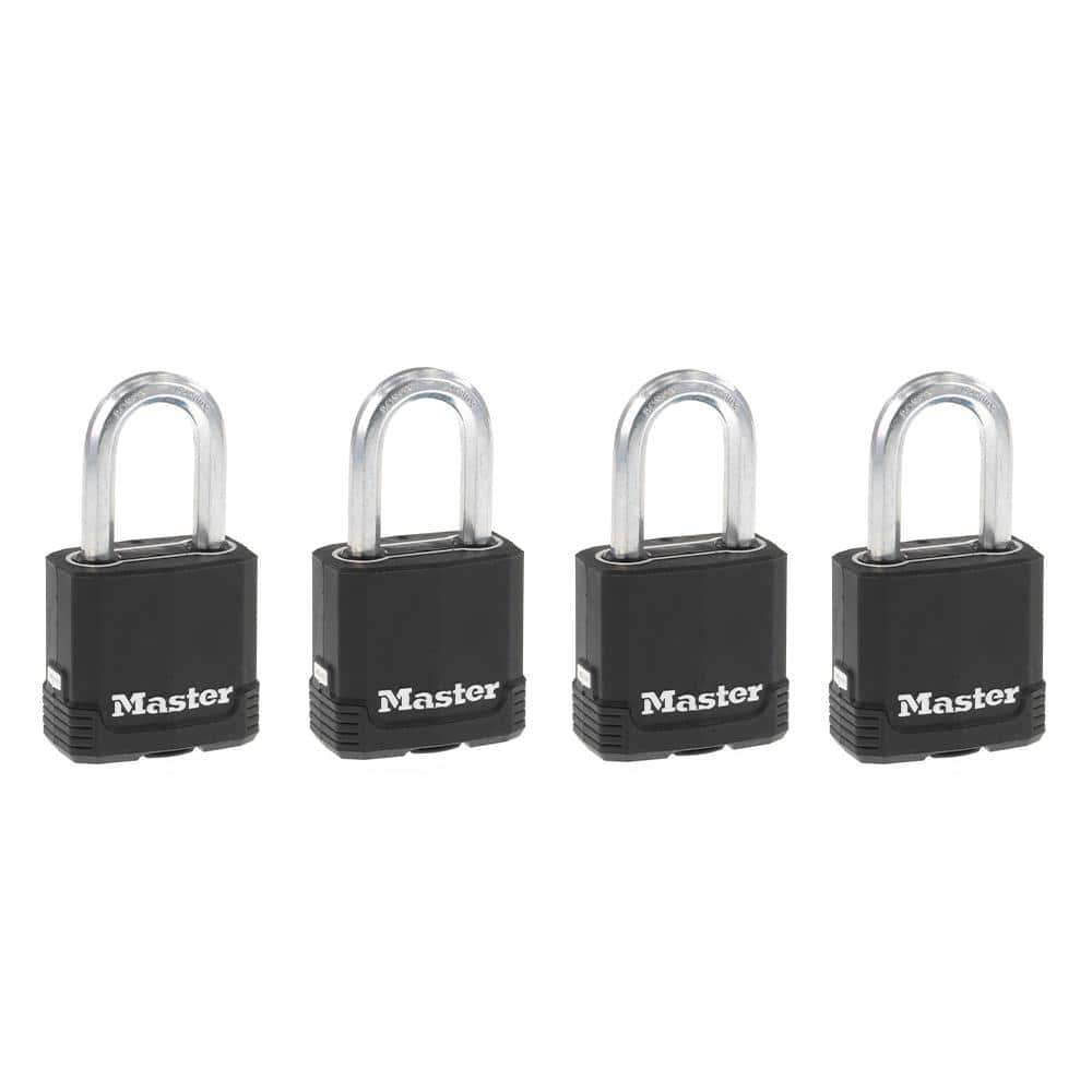 Heavy Duty Outdoor Covered Padlock with Key, 1-7/8 in. Wide, 1-1/2 in. Shackle, 4 Pack - Hercitys