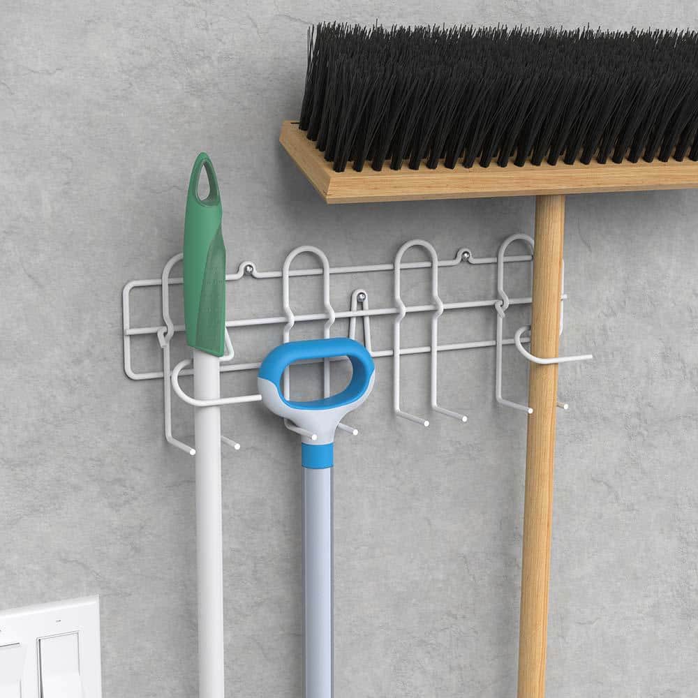 Metal White Broom and Mop Holder - Hercitys