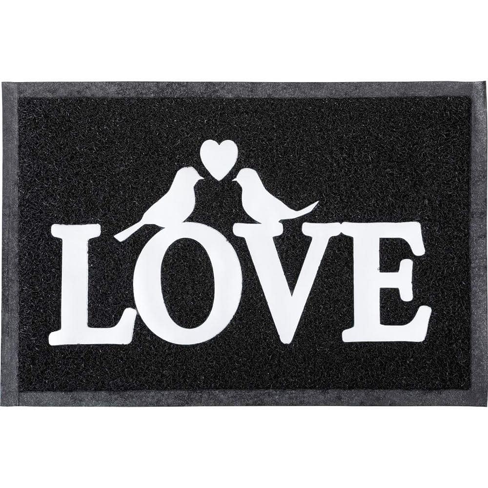 Love Door Scraper Black 24 in. x 16 in. Recycled PVC Outdoor Door Mat - Hercitys