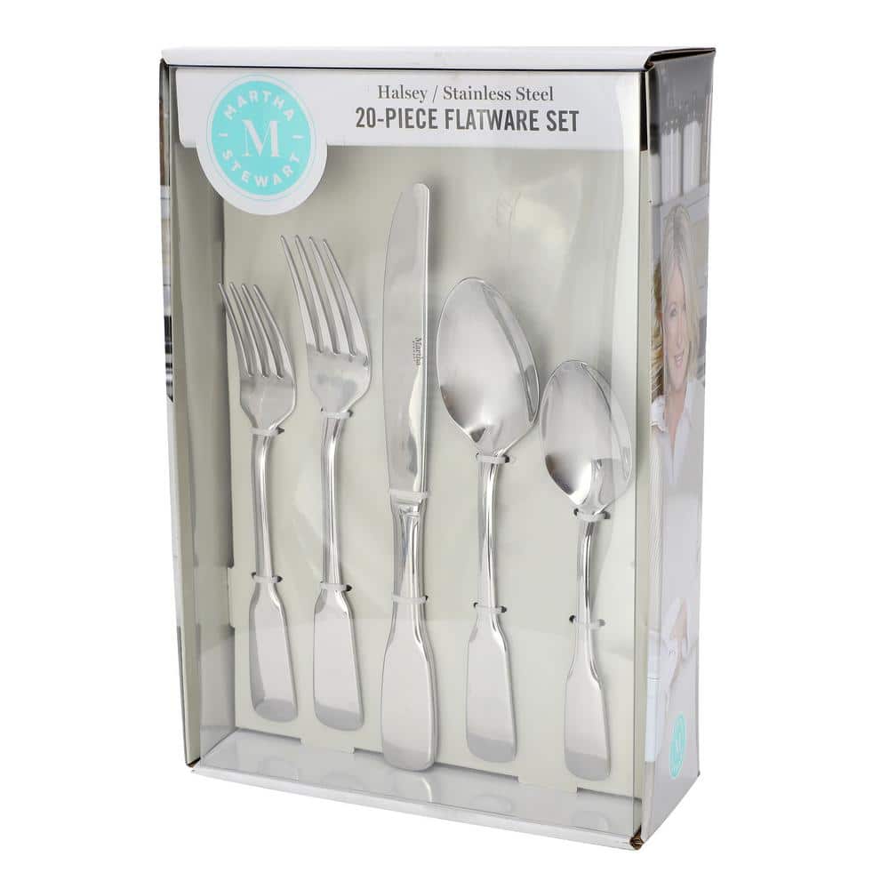 Halsey 20-Piece Stainless Steel Flatware Set in Silver - Hercitys