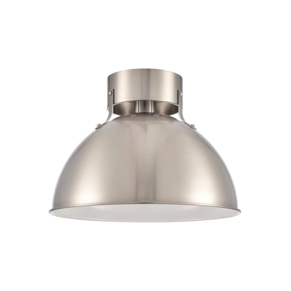 Zenith 12 in. W 1-Light Brushed Nickel Semi Flush Mount with Metal Shade - Hercitys