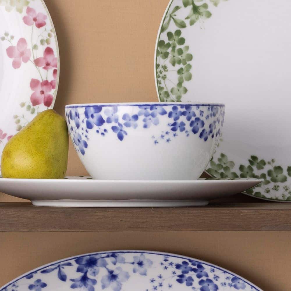 Bloomington Road Blue (Blue) Porcelain 12-Piece Dinnerware Set, Service for 4 - Hercitys