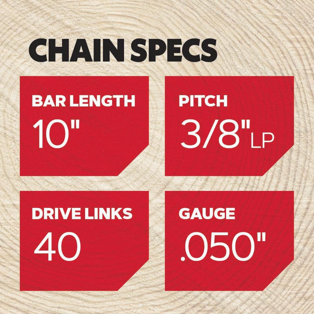S40 Chainsaw Chain for 10 in. Bar, Fits Echo, Craftsman, Poulan, Remington, Skil, Husqvarna and More - Hercitys