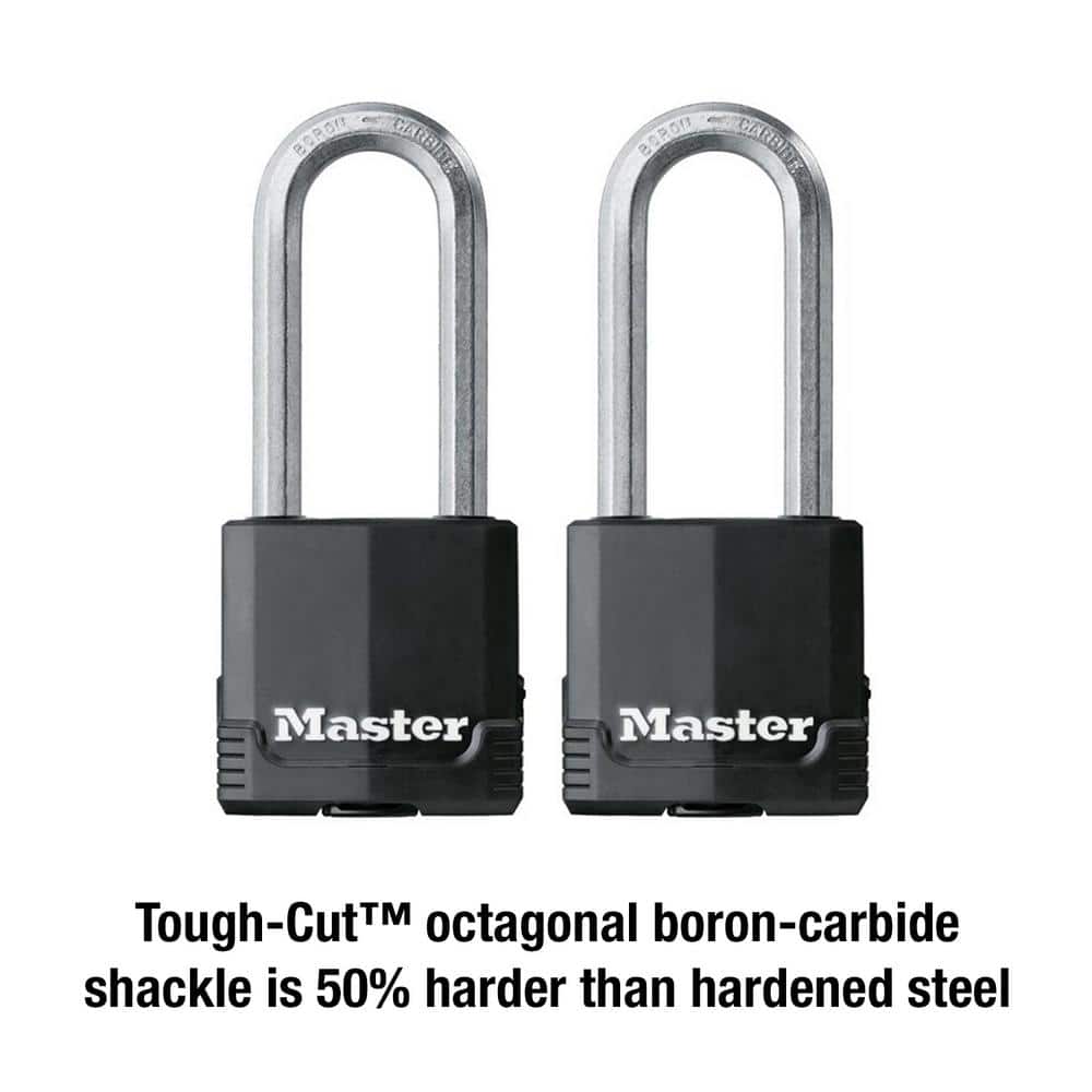 Heavy Duty Outdoor Covered Padlock with Key, 2-1/8 in. Wide, 2-1/2 in. Shackle, 2 Pack - Hercitys