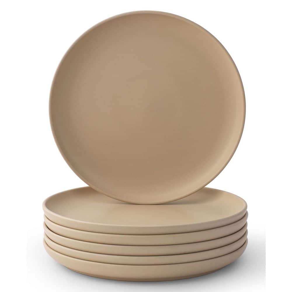 6-Pieces Stoneware 10.5 in. Dinner Plate Set-Beige - Hercitys
