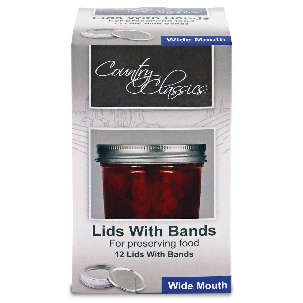 Wide Mouth Food Storage Lids and Bands (4-Packs of 12) - Hercitys
