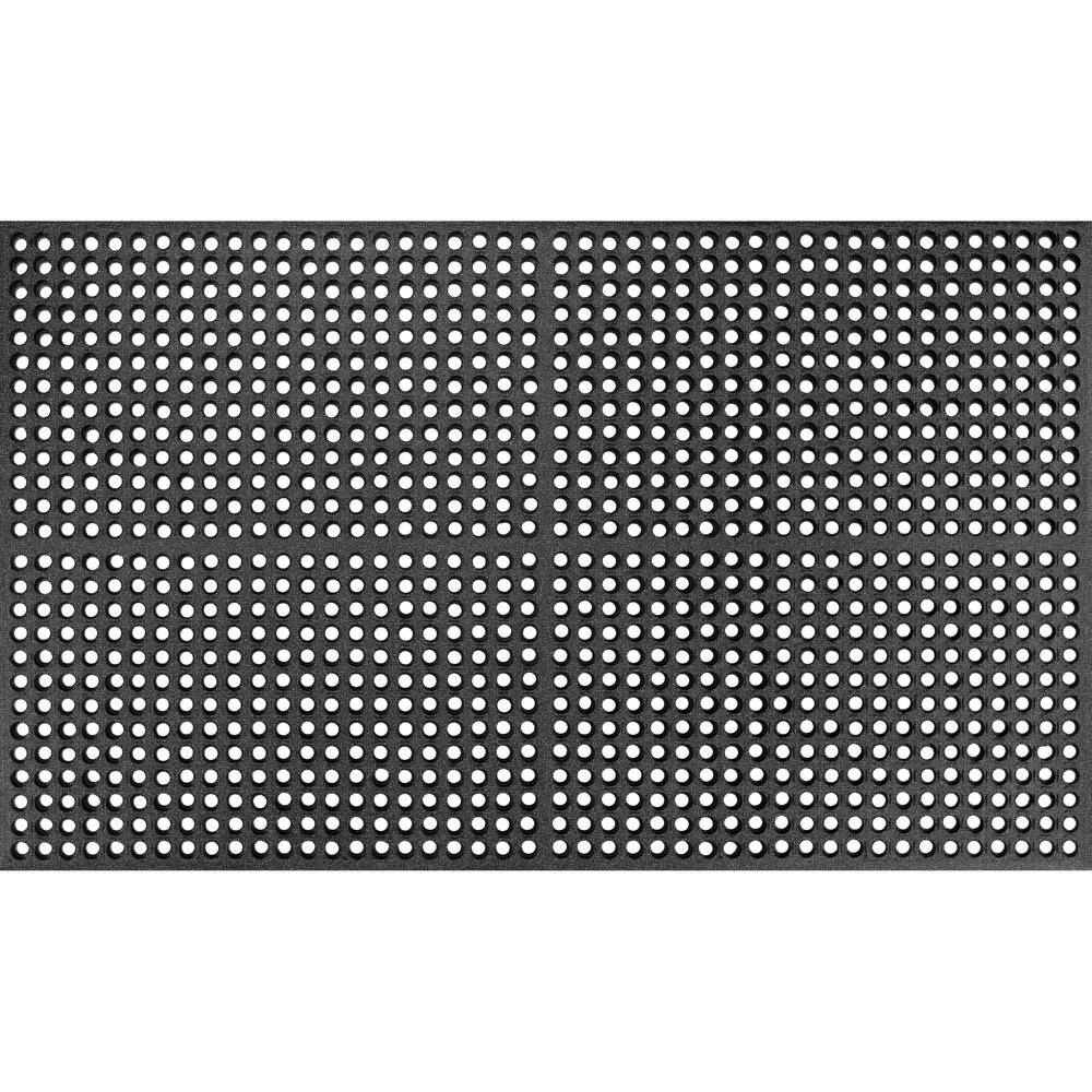Work Step 1/2 in. Black 3 ft. x 5 ft. Rubber Anti-Fatigue Indoor Commercial Floor Mat - Hercitys