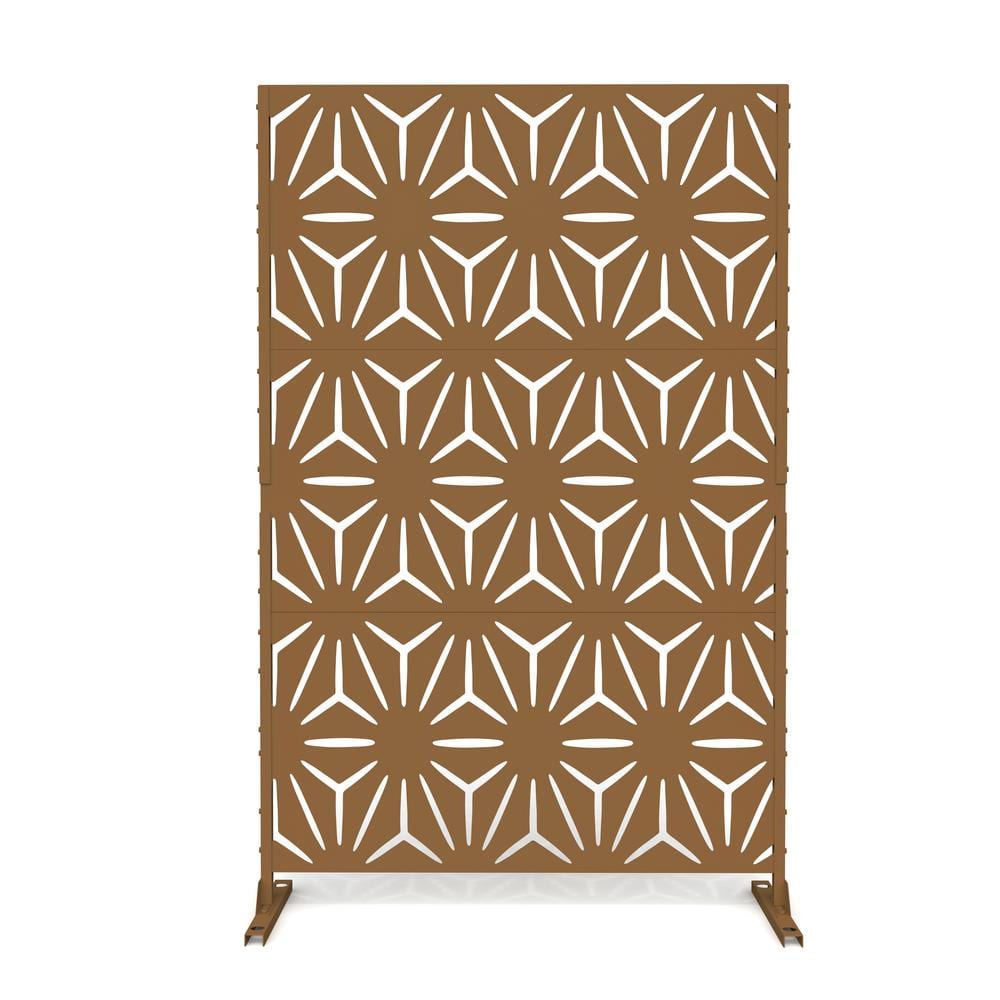 UIXE 76 in. Galvanized Steel Garden Fence Outdoor Privacy Screen Garden Screen Panels in Brown - Hercitys