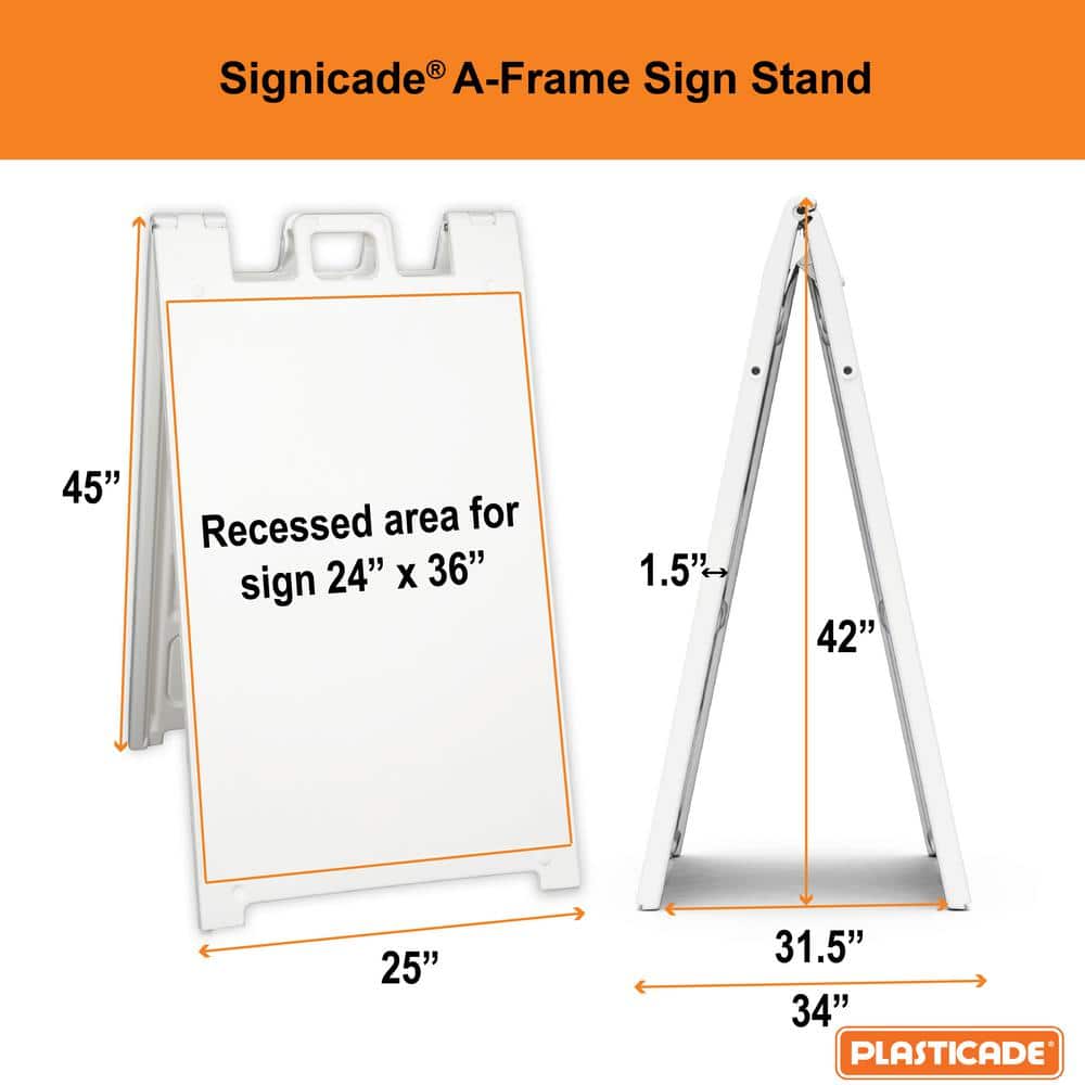 Signicade White 24 in. W x 36 in. H Plastic Portable Foldable Double-Sided Deluxe Sign Stand - Hercitys