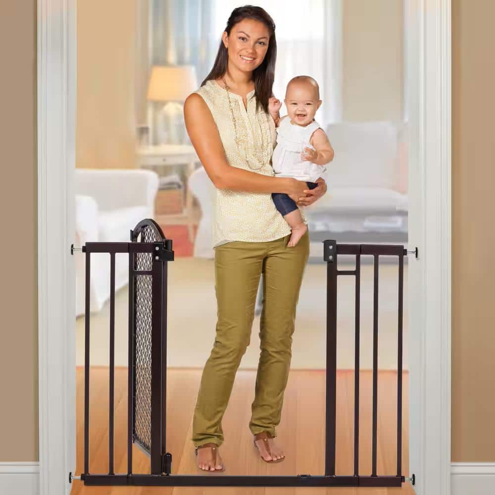 Modern Home Pressure Mounted Safety Baby and Dog Gate, 28in.-42in. Wide, 30in. Tall- Espresso - Hercitys
