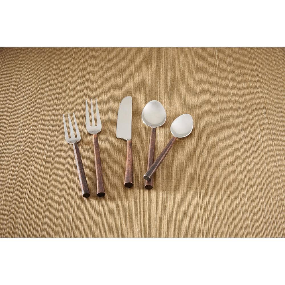 Copper Handle 5-Piece Place Setting Flatware Set (Service for 1) - Hercitys